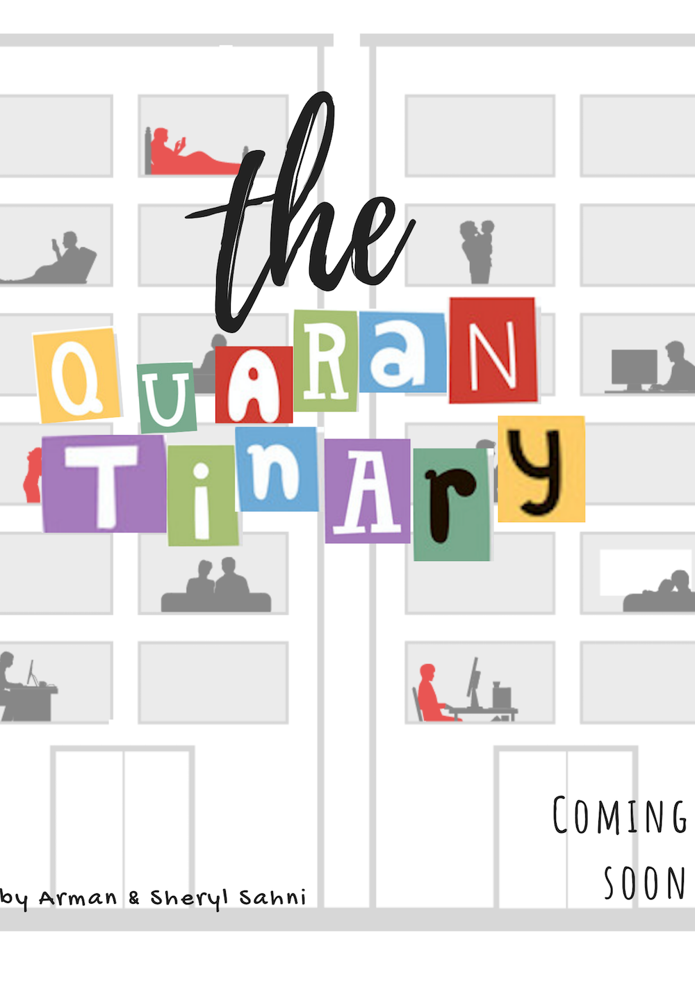 Grid of images in grey with "the quarantinary" written in colorful blacks